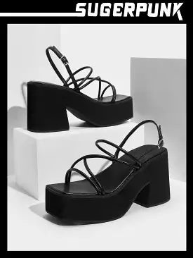 Woman Shoes Fashion Black Versatile Wedge Heel Platform Sandals For Spring And Summer