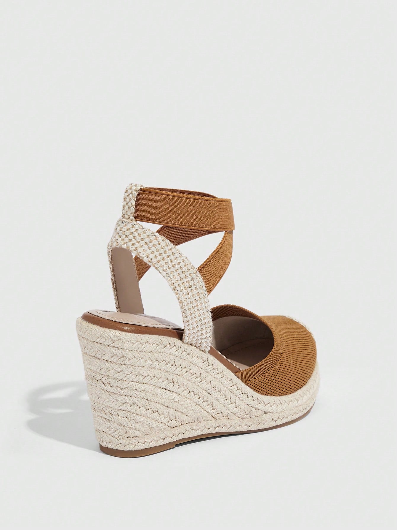 Woman Shoes Fashion Vacation Woven Ankle Strap Lightweight Wedge Platform Brown Sandals For Spring And Summer