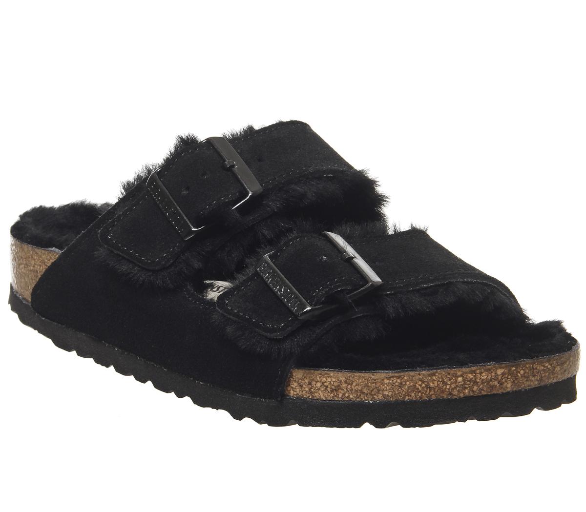 Womens Birkenstock Arizona Shearling Black Black