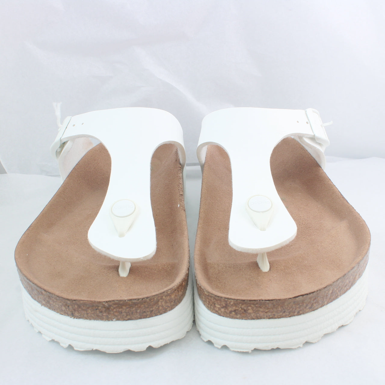 Womens Birkenstock Papillio Gizeh Platform White Vegan